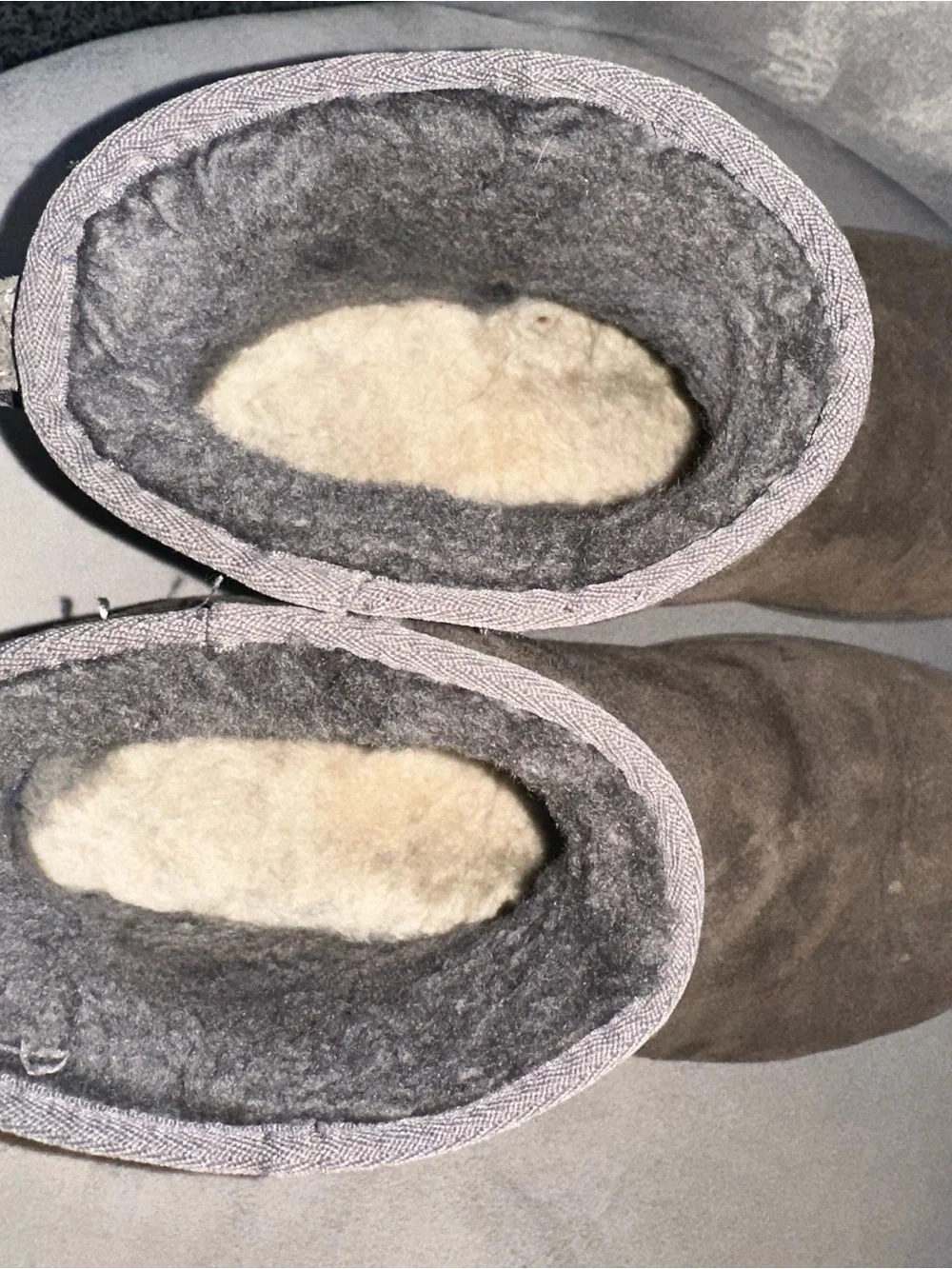 UGG light gray Short Suede Shearling Booties